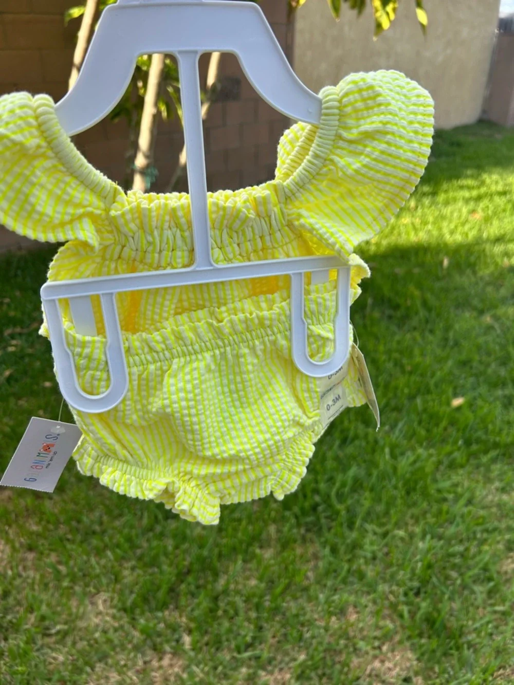 Garanimals Yellow Seersucker Ruffle Top and Shorts Set